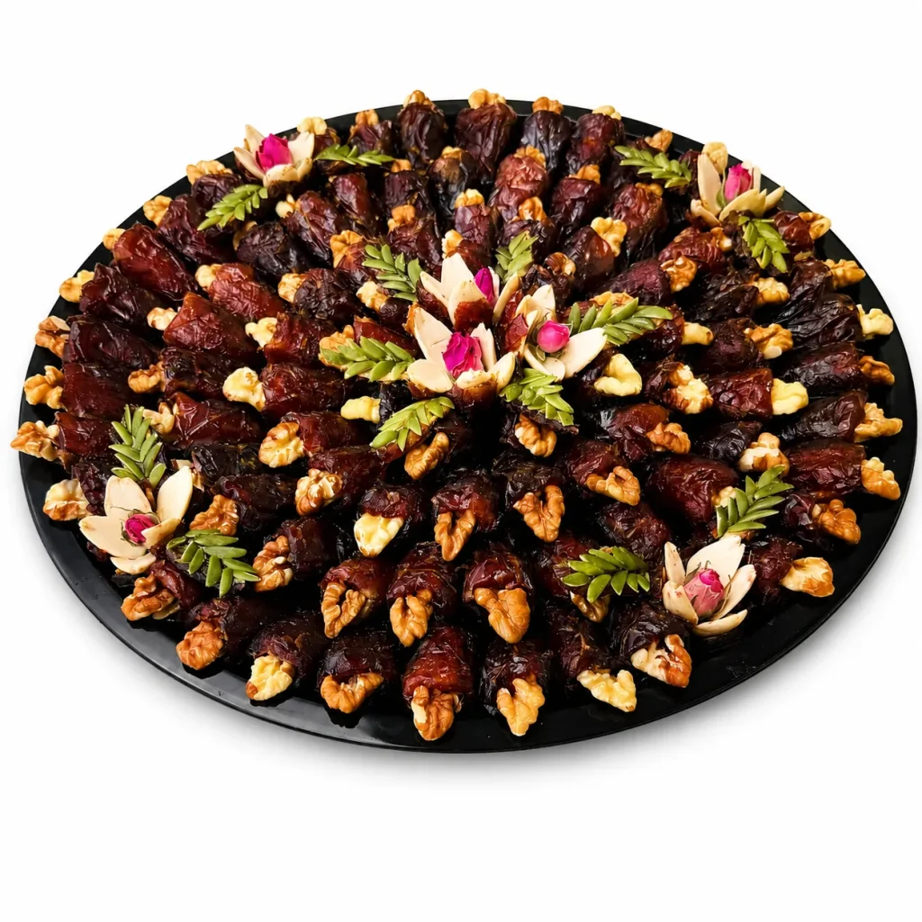 سینی خرما مراسم ترحیم خرما با مغز گردو برای ختم خرید خرما مجلسی برای ترحیم خرما تزیینی مراسم ختم سینی خرما مجلسی خرما با گردو و بادام پذیرایی خرما مراسم سوگ خرما تزیین شده مراسم ترحیم خرما یاسوج خرما مجلسی یاسوح